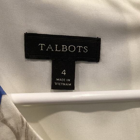 Talbots Womens Sleeveless Dress Size 4 White Blue Floral Classic Spring Career - Picture 2 of 9